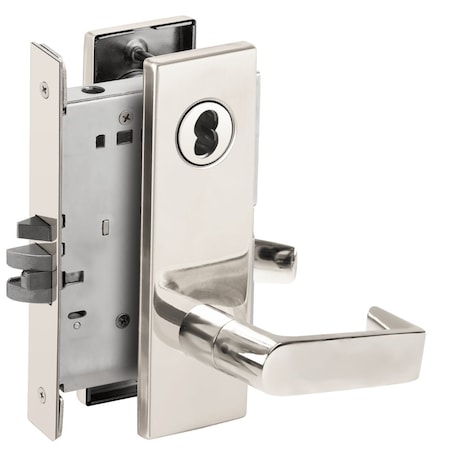 Schlage Grade 1 Storeroom Mortise Lock, SFIC Prep Less Core, 06 Lever, N Escutcheon, Bright Chrome Finish, F L9080B 06N 625